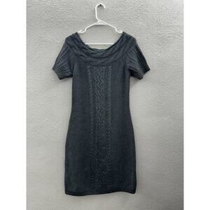 Calvin Klein Womens Dress Size Small Gray Short Sleeve Cable Knit Sweater Dress